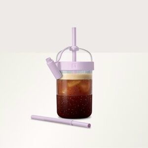 Nespresso Brand New Lavender Lilac Reusable Cold Brew Tumbler with 2 Straws NIB